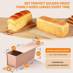 Pullman Loaf Pan with Lid, 13x4 inch, Premium 2.2LB Nonstick Sandwich Bread Loaf Pan for Homemade Sourdough Bread, Heavy Duty Carbon Steel Corrugated Toast Box with Cover for Baking, Bakeware