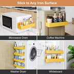Mystozer Magnetic Spice Rack for Refrigerator, Kitchen Organizer and Storage Shelf, Yellow(4 Pack)…