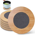 4 Pcs Wooden Trivets Hot Pads for Kitchen,7.8 Placemats Set of 4 for Pot/Bowl/Teapot，Metal mesh Wooden Trivets (Round 4PCS Large)