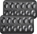 Madeleine Pans for Baking (2-Pack) 12 cup Madlen Mold Makes Shell Shape Cake Cookies Nonstick Carbon Steel Madeline Tray for Oven Black
