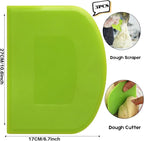 SURDOCA Dough Scraper Bench Scraper - 3P 10.6x6.7" Plastic Flexible Bowl Scraper, Sharp Edge & Angles Cake Scraper. Non-Slip Bakeware Decorating Tools Sculpting & Modeling Tools - Blue+Green+Blue