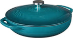 Lodge Essential Enamel Braiser - Refrigerator- & Oven-Safe up to 500° F - Heat-Retaining, Induction-Safe & PFAS-Free Enamel Cookware - 3.5 Quart, Lagoon