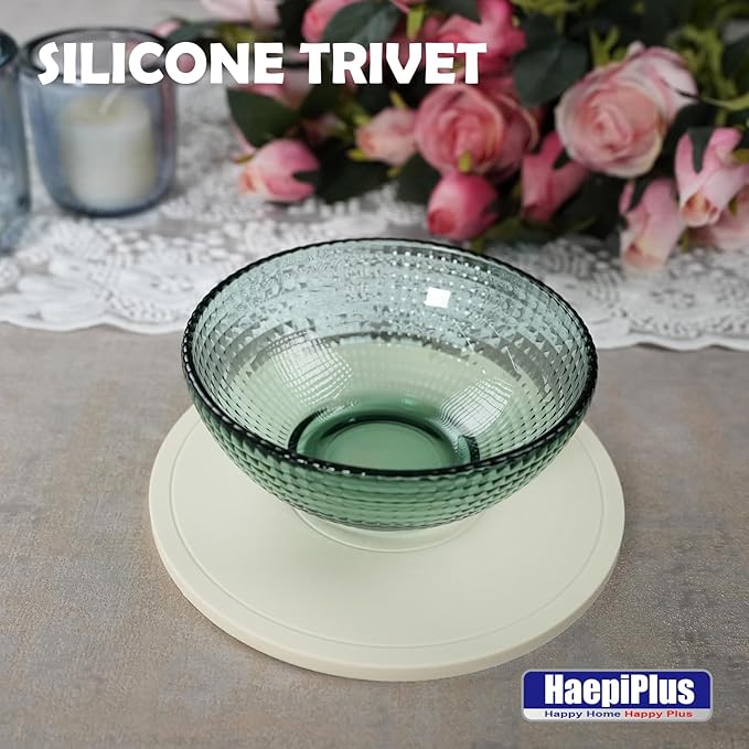 4 Pieces Silicone Trivet Mats, Pot Holders, Kitchen Tools, Heat Resistant Non-Slip Pads for Dishes, Bowls, Jar Opener, Easy to Wash and Dry Pan Cushions (Beige)