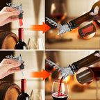 LKKCHER Deer Head Wine Bottle Pourer and Stopper Birthday Gifts Hunting Gifts for Hunters Men Dad Liquor Bottle Pourers Spout for Alcohol Spirits, Stag Gifts Wine Gifts, Dark Silver