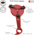 Kuhn Rikon 5-in-1 Multi-Purpose Strain-Free Opener for Jars, Bottles and Ring-Pull Cans, 5 x 10 x 2.25 inches, Red