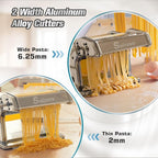 Sailnovo 3 in 1 Pasta Maker Machine - 9 Adjustable Thickness Settings Aluminum Alloy Pasta Roller & 2 Width Cutters for Fresh Spaghetti, Fettuccini, Lasagna, Dumplings - Stainless Steel, Silver