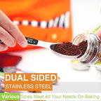 Wildone 14 Pack Stainless Steel Measuring Spoons Set, Including 8 Double Sided Magnetic Measuring Spoons(Black), 1 Leveler & 5 Mini Measuring Spoons, for Dry & Liquid Ingredients, Fits in Spice Jar