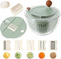 Salad Spinner Large with 5-Blade Slicer & Egg Yolk Strainer, Multifunctional Vegetable Fruit Washing Bowl 4.3 Qt for Efficient Kitchen Washing Drying & Shredding