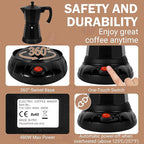 Black Aluminum Electric Moka Pot, 3 or 6 Cups Espresso Maker with Dose Reduction Plate