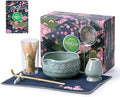 Buucup Matcha Whisk Set, Ceramic Matcha Kit Includes Matcha Bowl, Matcha Whisk and Holder, Bamboo Scoop, Scoop Rest, Sifter and Tea Towel - 7 Pcs Matcha Kit for Matcha Lovers (Blue)