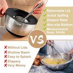 Wildone Mixing Bowls with Airtight Lids, 27 PCS Stainless Steel Nesting Bowls, with 3 Grater Attachments, Scale Mark & Non-Slip Bottom, Size 5, 4, 3, 2, 1.5, 1, 0.63QT, Ideal for Mixing & Prepping