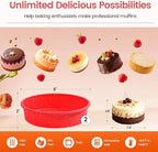 SJ 8 Inch Silicone Round Cake Pan with Metal Reinforced Frame Set of 2, Nonstick Silicone Cake Mold for Baking Suitable for Making Layers, Cheese & Chocolate Cakes for Christmas