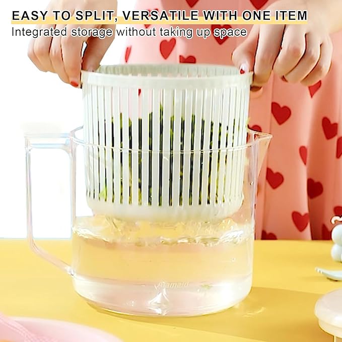2.5L Mini Salad Spinner Small, Lettuce Spinner with Vegetable Washing Basket, Fruit Washer, Salad Washer