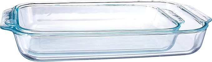 Pyrex Clear Glass Casserole Baking Dishes Set – 233 (3-Qt) and 232 (2-Qt) Rectangular Oven Bakeware – Perfect for Casseroles, Brownies, Food Preparation and so much More - Made in the USA