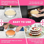 EWFEN 6 Inch Cake Pan Set of 2, Stainless Steel Round Layer Cake Baking Pans Tins, Non-Toxic & Healthy, Leak-proof & Easy Clean & Dishwasher Safe