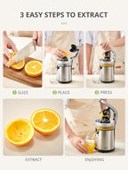 Electric Citrus Juicer Squeezer, Orange Juicer with Two Interchangeable Cones, Suitable for orange, lemon and Grapefruit, Brushed Stainless Steel, Easy to Clean and Use (Stainless Steel)
