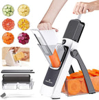 ONCE FOR ALL Safe Mandoline Slicer For Kitchen, AdjustableThickness 0.1-8 mm Professional Vegetable Slicer For Food, Fruit Slices, Potato Chips, Fast Meal Prep (4th Gen Gray)