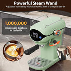 Espresso Machine with Steam Milk Frother Semi Automatic 20 Bar Compact Green with Touch Screen for home Cafetera Espresso, Latte, Cappuccino, Americano, Macchiato