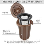 Reusable Filter Cup for Cuisinart (Upgraded Version - 2 PACK Brown)