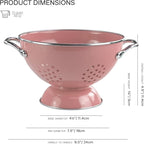 Reston Lloyd, 1.5 Quart Powder Coated Steel Kitchen Strainer Basket for draining Pasta, Vegetable and Fruit, Chrome Handles and Wide Stable Base, Pink