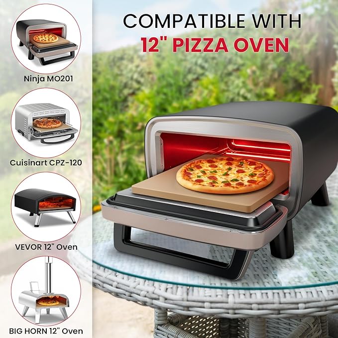 Unicook Pizza Stone for Oven and Grill, Square Baking Stone 12 Inch, Cordierite Cooking Oven Stone, Thermal Shock Resistant Pizza Pan for Pizza, Bread, Including Dough Scraper