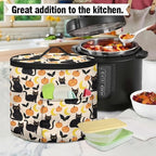 Halloween Electric Pressure Cooker Insulation Bag Effective Insulation Pressure Cooker Handbag Keep Your Cooker Dust Free, Pumpkin Moon Black Cat