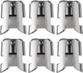 Champagne Stopper 6 Pack Stainless Steel Champagne Save with Food Grade Silicone, Leak-Proof Bubble Retaining Saver, Suitable for Champagne Prosecco Cava and Sparkling (Silver)
