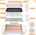 Electric Hot Dog Roller Machine,3 in 1 Indoor Grill with 360° Rotating Tray (9 Sausages) & Removable Grills Net & Nonstick Plate,Hot Dog Roller Grill Sausage Grills for Family BBQ Party