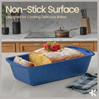 Nonstick Loaf Pan Set Pack of 4, Carbon Steel 11" Large Baking Bread Pan, Oven Safe Up to 450°F, PFOA, PFOS, PTFE Free, Space Saving Stackable Design, Stain Resistant, Dishwasher Friendly, Blue Marble