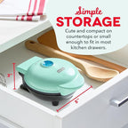 Dash Mini Waffle Maker- Compact Electric Iron for Creative Homemade Treats - Nonstick Surface - Easy-to-Clean - Perfect for Kids & Families - Aqua