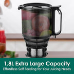 Cold Press Juicer Machines,Fretta Juicer Machines with PCTG Material from the USA,5.3" Extra Large Feed Chute Fit Whole Fruits & Vegetables,Truly BPA-Free,Easy to Clean(Grey, 1.8L)