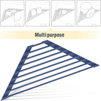 Tomorotec Compact Silicone-Coated Triangle Dish Drying Rack for Sink Corner - Foldable Stainless Steel Over-The-Sink Organizer and Storage Shelf (Dark Blue)