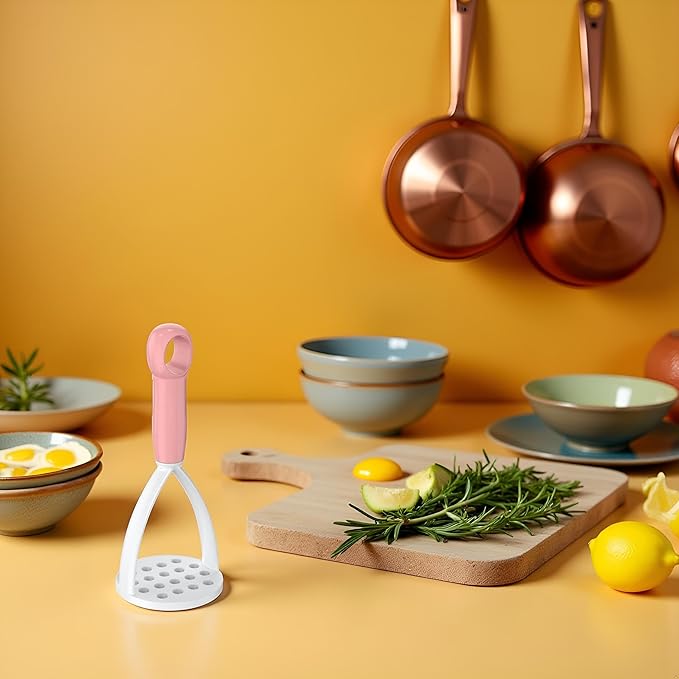 1Pc Random Color Manual Silicone Potato Masher, Cooking Utensils Masher, Mini Potato Masher for Non-Stick Cookware，Potato Mashers，Fruit and Vegetable Tools