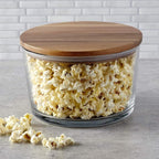 Anchor Hocking Glass Trifle Bowl with Lid, 104 oz Glass Salad Bowl with Acacia Wood Lid