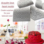 4PCS Heart Silicone Mold,Acxydm Heart Chocolate Molds Hearts Tuile Molds,Fondant Chocolate Molds Set with Love,3D Love Silicone Mold Candy Lace Silica Molds for Making Sugar Craft,Cupcakes