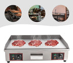 30-Inch Electric Grill Commercial Electric Grill Nonstick Electric Grill Plate Teppanyaki Flat Top Grill Stainless Steel Adjustable Temperature Control 122°F-572°F 3000 W
