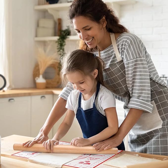 Silicone Baking Mat with Measurements, Pastry Mat for Rolling Out Dough Non-Slip Extra Large, Red, 20" x 28", Fondant Mat