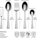 Mikasa Harmony 65-Piece 18/10 Stainless Steel Flatware Set, Service for 12, Polished Silverware with Serving Utensils, Dishwasher Safe