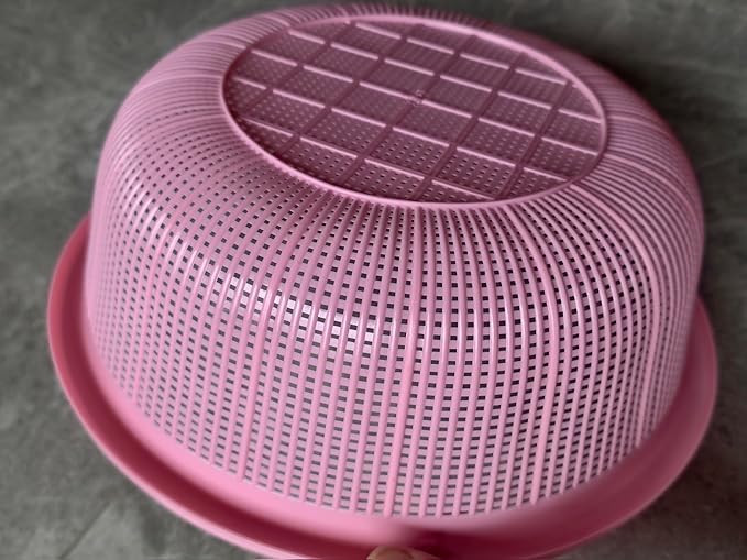 4 pcs Plastic Wash Basket Round Perforated Colander Wash Vegetables and Fruits Drain Cooked Pasta Kitchen Essentials Food Strainer Basket Strainer Kitchen pink
