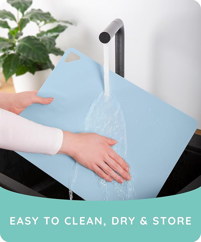 Extra Thick Flexible Cutting Boards for Kitchen, Cutting Mats for Cooking, Colored Cutting Mat Set, Non-Slip Cutting Sheets, Flexible Plastic Cutting Board Set of 3, Serving Utensils 15"x12"
