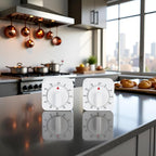 2Pcs White 60-Minute Mechanical Kitchen Timer Clock with Loud Alarm - Wind Up Visual Cooking Clock, No Batteries Required - Ideal for Cooking, Thermometers and Timers, Baking and Kitchen Management