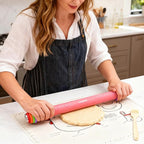3Pcs Adjustable Rolling Pin Sets with Thickness Rings for Baking,Pastry Dough Roller with Silicone Mat and Brush,Non Stick Silicone Rolling Pin for Dough Cookie Baking Supplies Kitchen Accessories