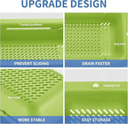 LASSHSWA Collapsible Colander for Kitchen, Over the Sink Strainer Basket for Kitchen, Fruit Pasta Food Strainer Expandable Plastic Colander BPA Free (Green)