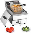 Deep Fryer with Basket for Home and Commercial Use, 1700w 16Qt 0.8mm Upgraded Stainless Steel Countertop Electric Fryer with Oil Valve and Oil Drainage System, Heavy Duty Oil Fryer