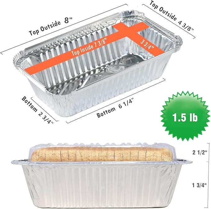 Disposable Bread Pans With Lids Bakeware Set,30 Pack, 1.5lb Aluminum Foil Loaf Pans, Perfect for Baking, Storing, Freezing Food or Take-out