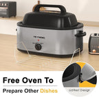 Electric Roaster Oven 26 Quart, Electric Turkey Roaster with Viewing & Self-basting Lid, Large Roaster Pan with Defrost & Warm Function, Stainless Steel Turkey Roaster Oven, Silver