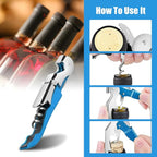 12 Pieces wine key wine opener Professional Waiter Corkscrews Stainless bottle opener Fold Serrated Foil Cutter Key for Family, Company Party,Bars,Restaurants(blue)