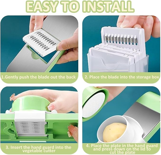 6-in-1 Vegetable Cutter, Mandoline Slicer for Kitchen, Vegetable Slicer Cutter with Multi Blade, Cheese Grater, kitchen gadgets (2pcs)