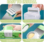 6-in-1 Vegetable Cutter, Mandoline Slicer for Kitchen, Vegetable Slicer Cutter with Multi Blade, Cheese Grater, kitchen gadgets (2pcs)