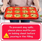 CAKETIME 12 Cups Silicone Muffin Pan - Nonstick Cupcake Pan 1 Pack Regular Size Silicone Mold for Baking